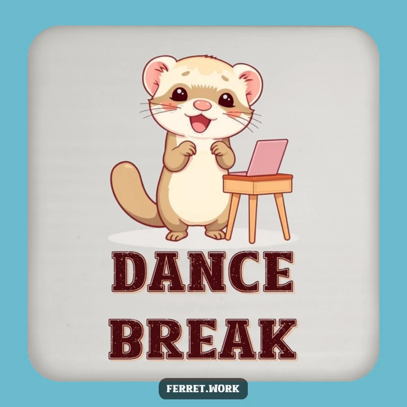 Funny Ferret Happy Dance Desk Coasters: Protect Surfaces with Hilarious Celebration