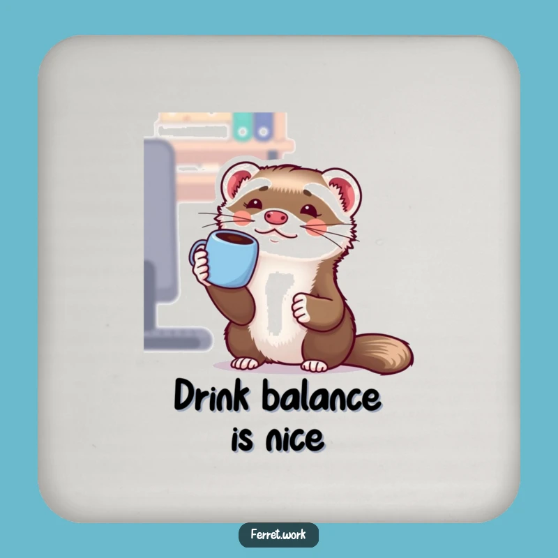 Funny Office Ferret Balancing Coaster - Protect Surfaces with Hilarious Office Charm!