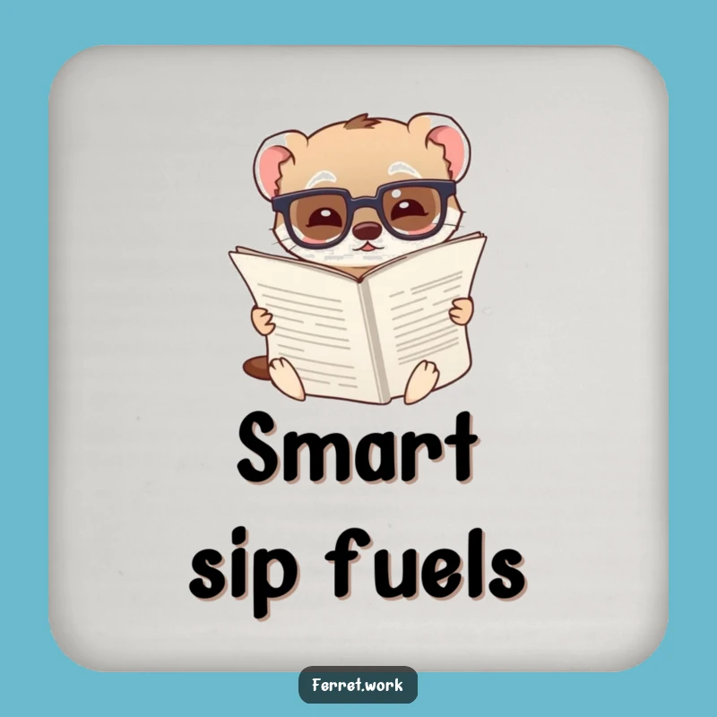Funny Ferret Coaster: Scholarly Sip