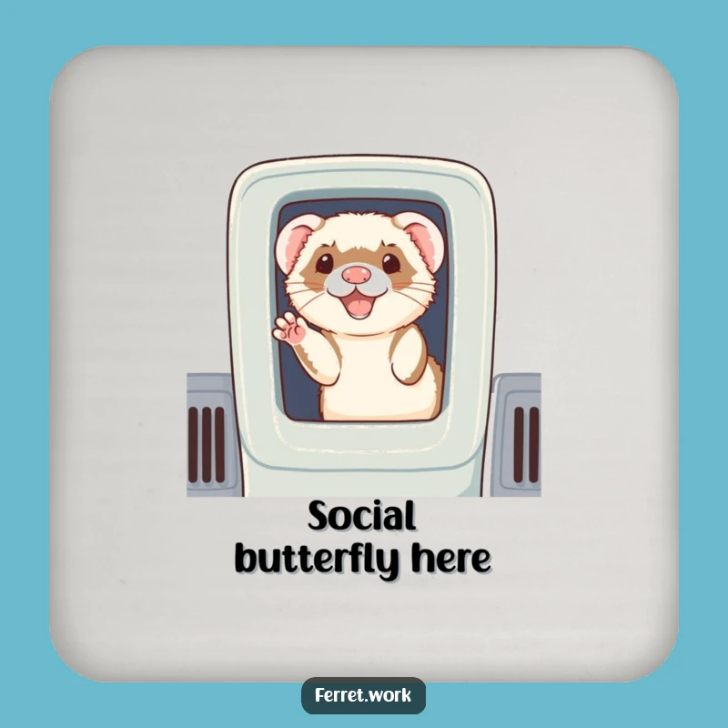 Funny Ferret Cubicle Wave Coaster - Welcoming Drink Protection