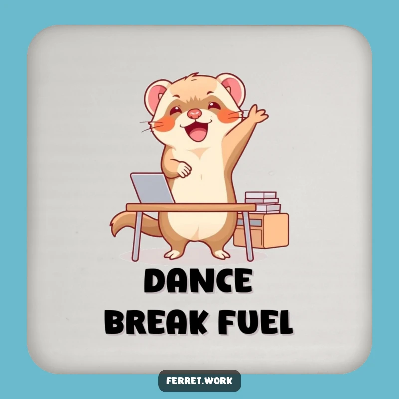 Funny Ferret Happy Dance Coaster: Protect Surfaces with this Hilarious Gift