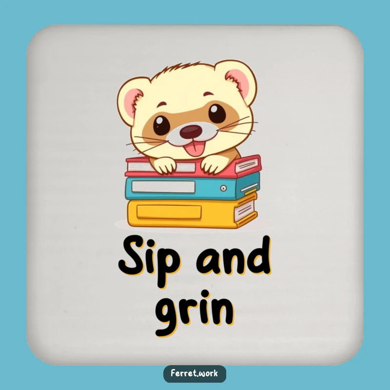 Funny Ferret Office Coaster: Protect Surfaces, Mischief Maker, Perfect Gift!