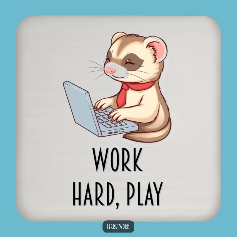 Funny Ferret Tie Coaster - Business Laptop Typer Table Protector Gift