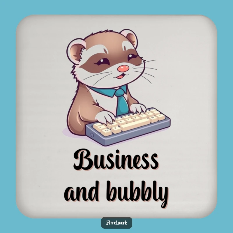 Funny Ferret Tie Keyboard Coaster - Busy Professional Drink Protector