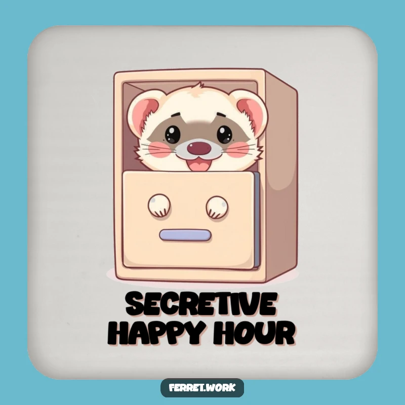 Funny Filing Cabinet Ferret Coaster: Protect Surfaces with Office Mischief