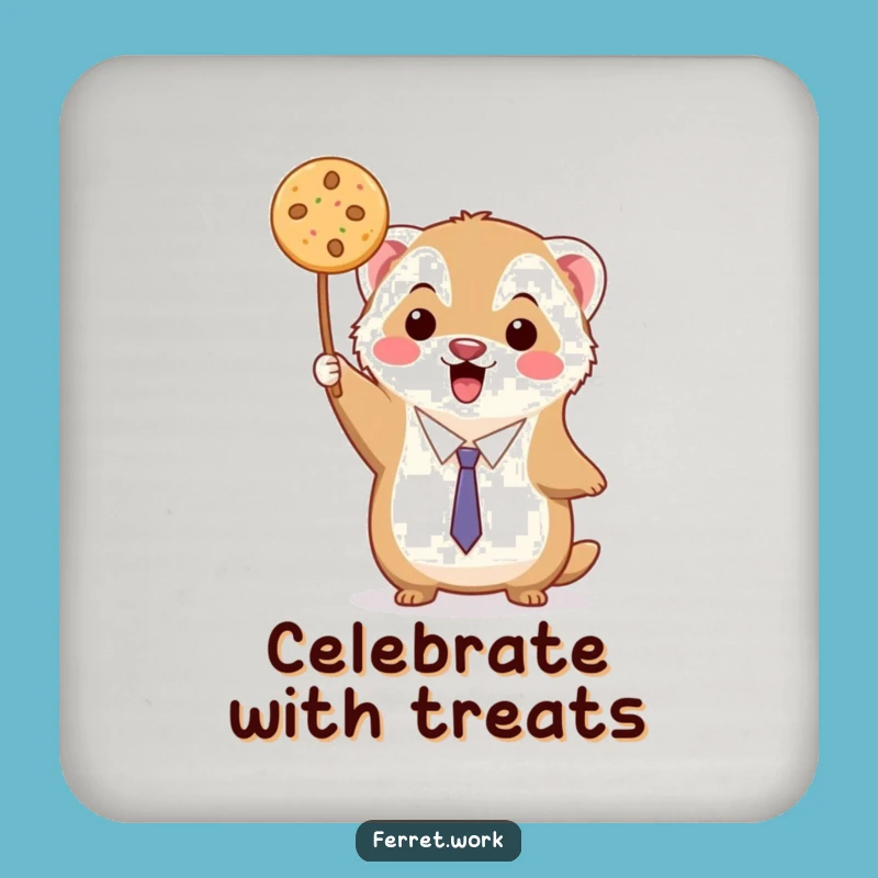 Funny Kawaii Ferret Cookie Victory Coaster - Protect Surfaces with Sweet Humor