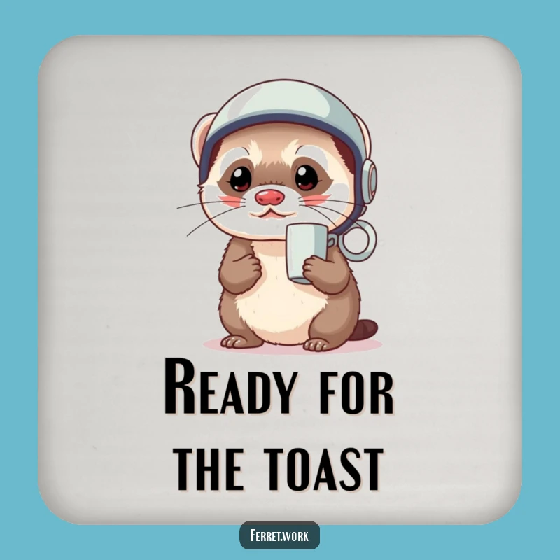 Funny Kawaii Ferret Helmet Coaster - Protect Surfaces with Ready Humor