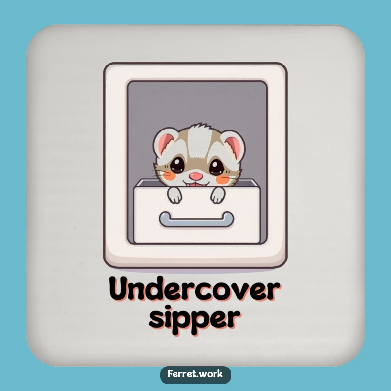 Funny Kawaii Office Ferret Coaster - Hidden Fun Protection Gift