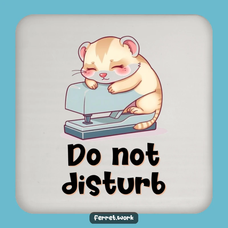 Funny Kawaii Office Ferret Stapler Nap Coaster, Protect Surfaces with Humor