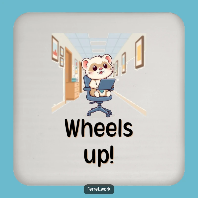 Funny Kawaii Office Ferret Zoom Coaster, Protect Surfaces with Humor