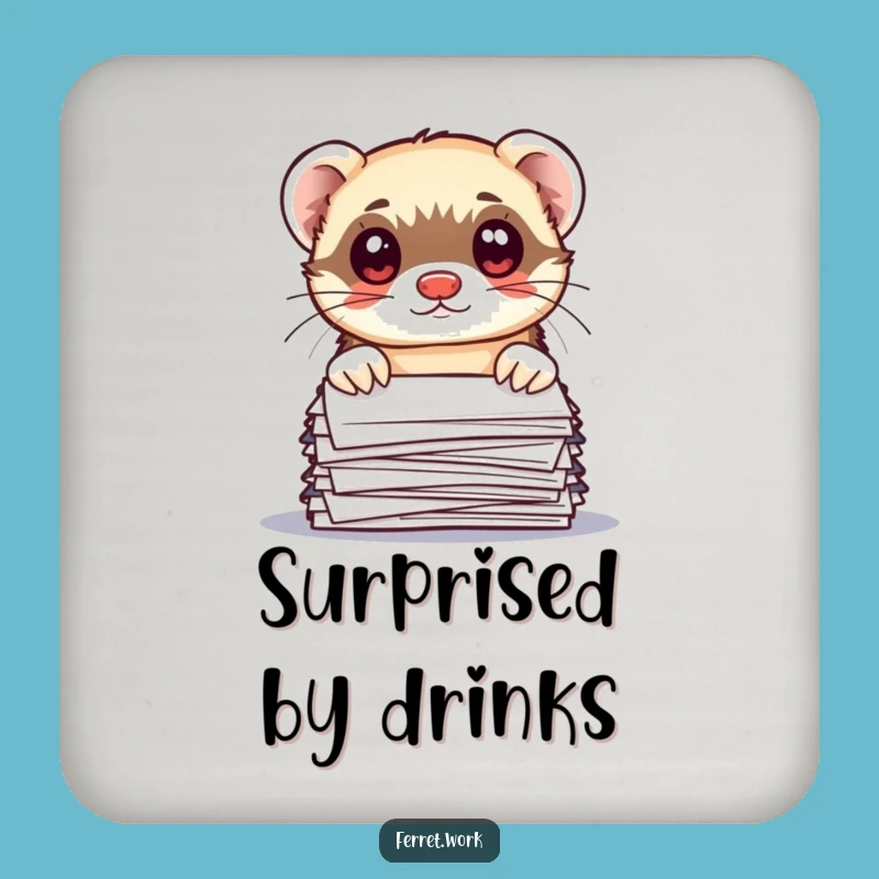 Funny Office Ferret Coaster Set: Protect Surfaces with Desk Humor