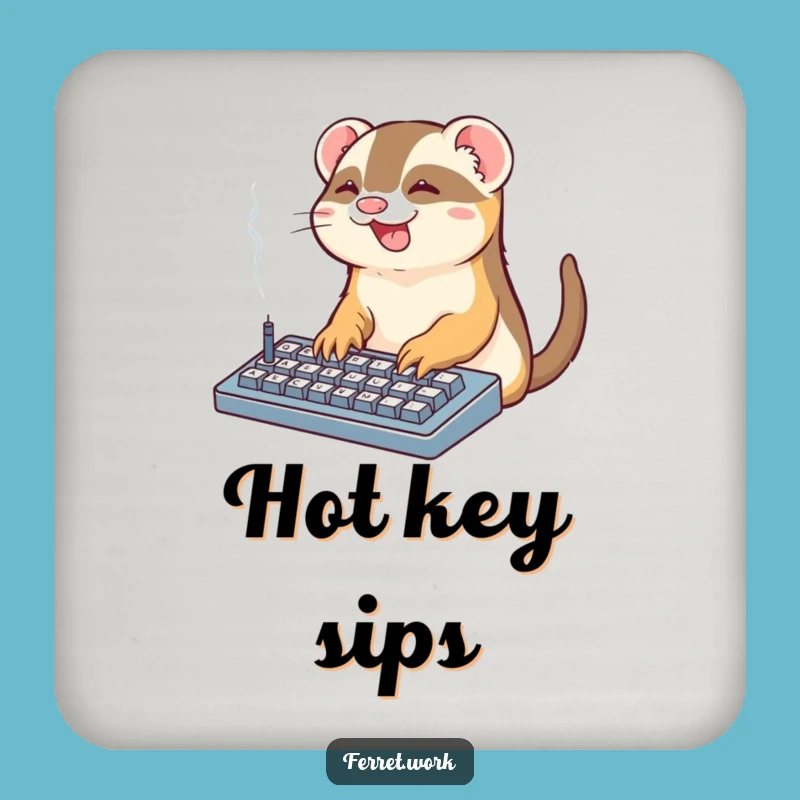 Funny Office Ferret Keyboard Coaster: Smoking Drink Protector Perfect Funny Gift