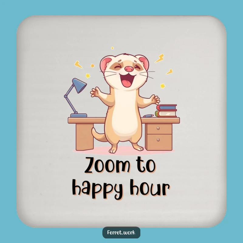 Funny Zoomie Ferret Coaster: Protect Surfaces with Celebratory Flair