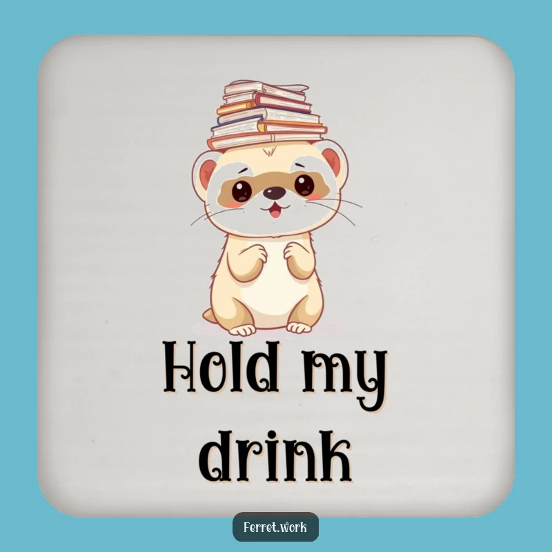 Funny Ferret Paper Stack Coaster - Overwhelmed Office Drink Protector