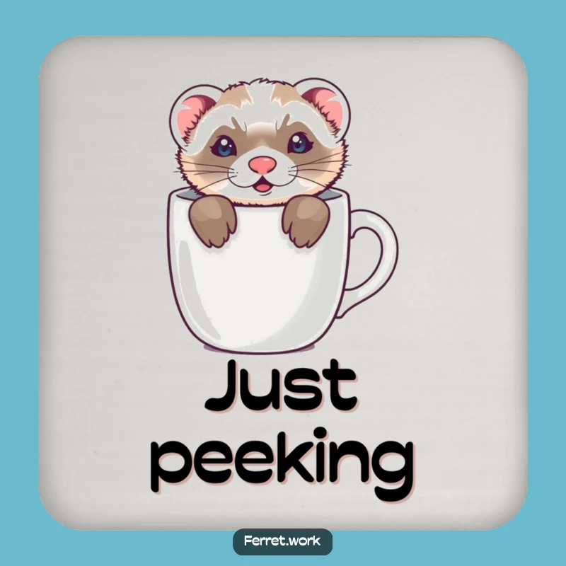 Funny Ferret Coaster: Coffee Mug Peek