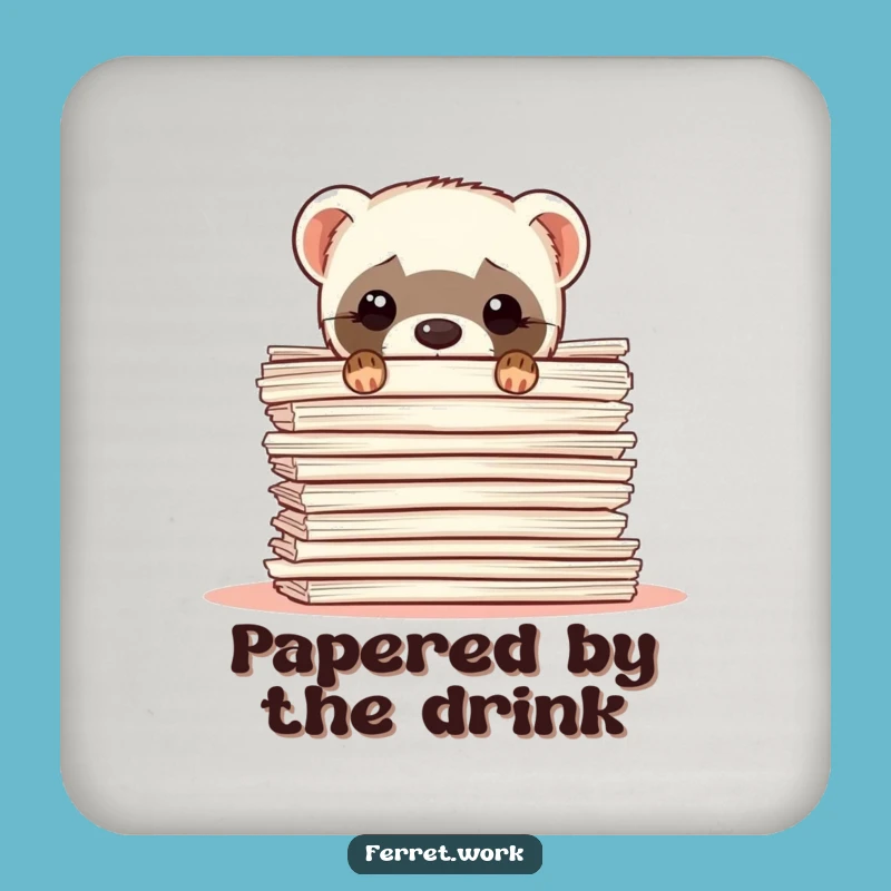 Funny Ferret Paperwork Coasters: Relatable Desk Decor Gift Set