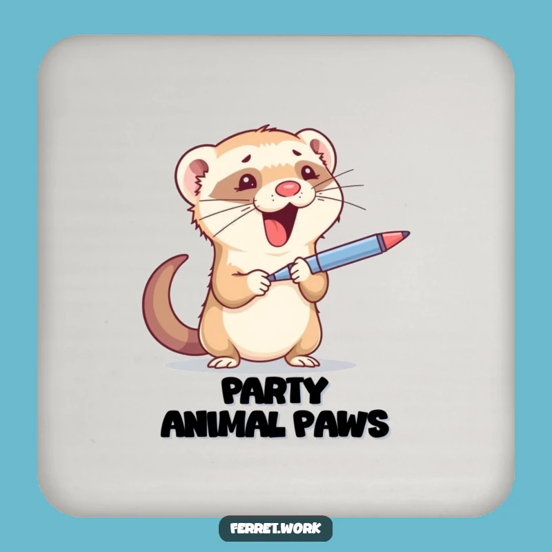 Funny Ferret Office Juggler Coaster - Protect Furniture with Humor