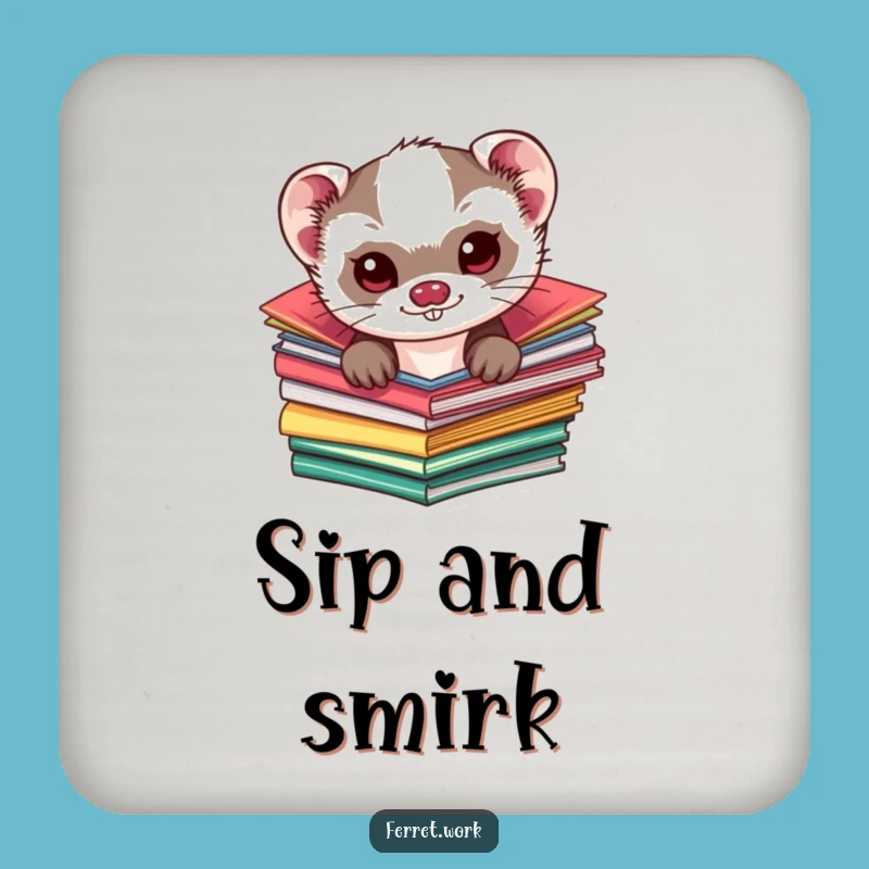 Funny Kawaii Ferret Folder Coaster: Cute Surface Protection