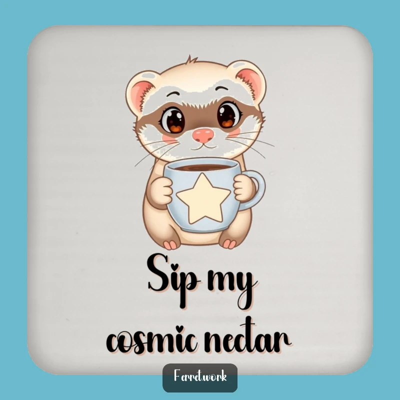 Funny Ferret Coaster: Star Coffee Mug Protector for Tables