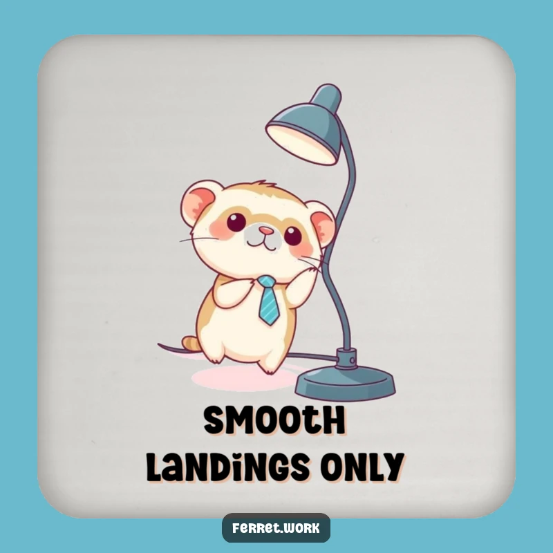 Funny Kawaii Ferret Tie Sliding Coaster - Protect Surfaces with Desk Humor