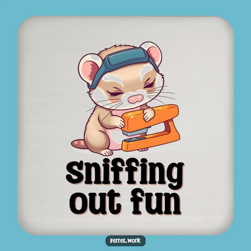 Funny Ferret Headlamp Coaster - Curious Stapler Sniffer Table Protector Gift