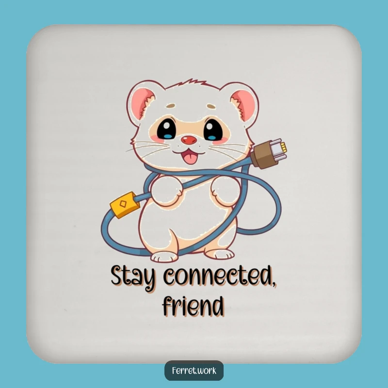 Funny Ferret Coaster: Hilarious Network Cable Protection for Your Table