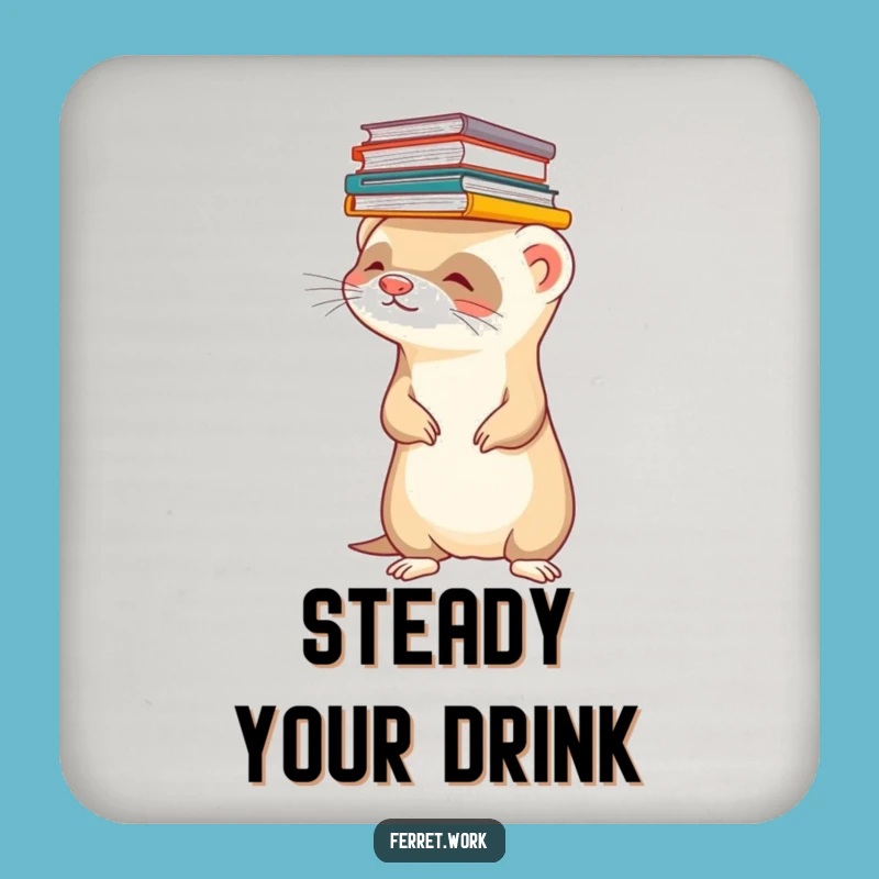 Funny Ferret Files Coaster: Office Chaos Pet Protector Gift
