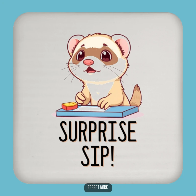 Funny Ferret Snack Surprise Coaster: Naughty Desk Pet Protector Gift