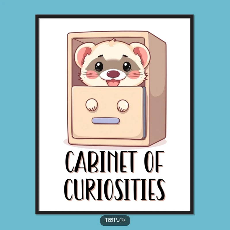 Funny Filing Cabinet Ferret Poster: Decorate with Office Mischief and Humor