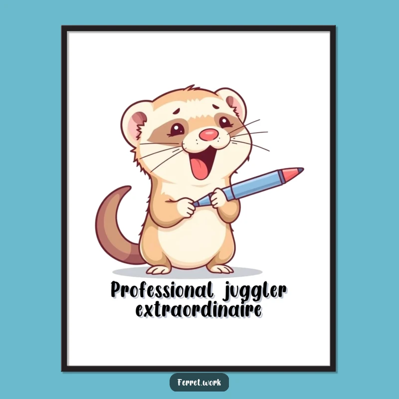 Funny Ferret Office Juggler Poster - Hilarious Wall Art for Your Space