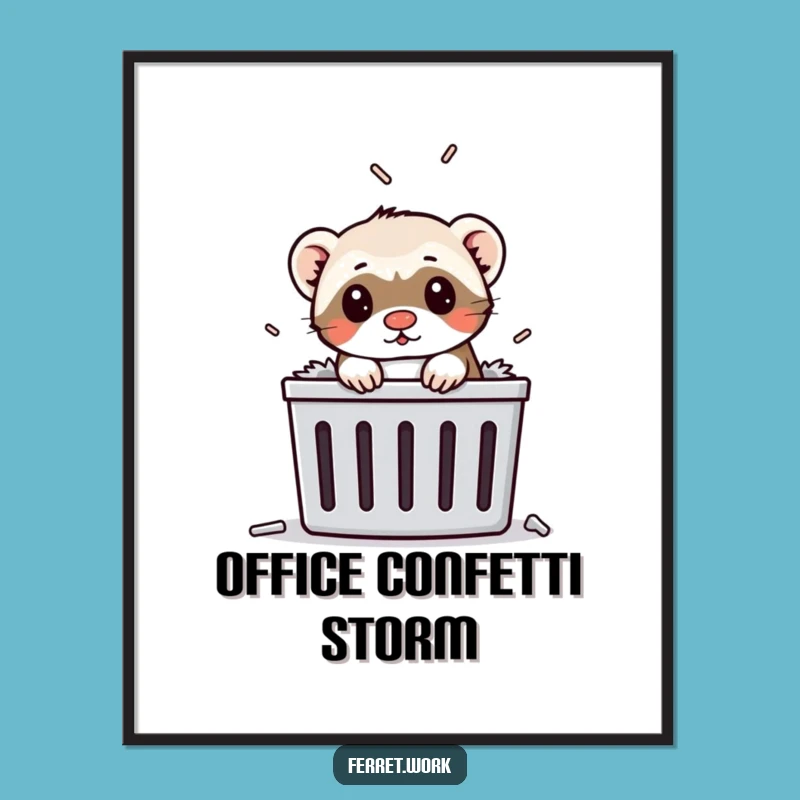 Funny Ferret Paper Shredder Poster: Hilarious Office Art for a Comical, Eye-Catching Space