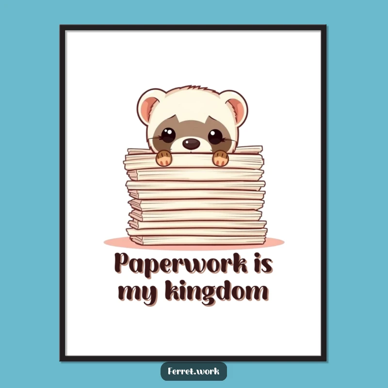 Funny Ferret Paperwork Poster: Relatable Office Wall Art Gift