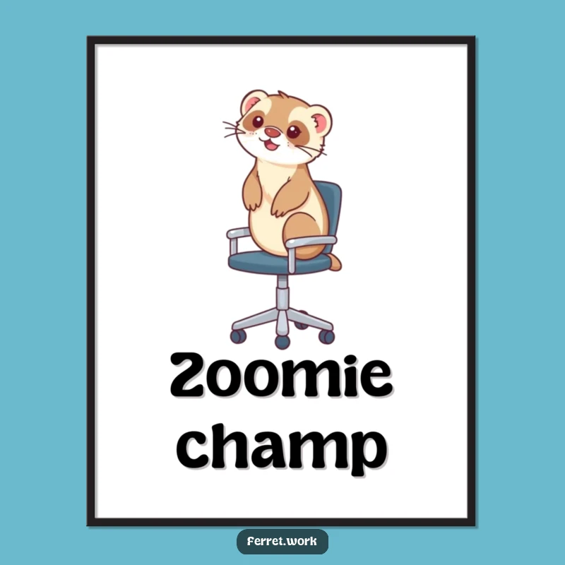 Funny Ferret Poster: Office Chair Chaos Art