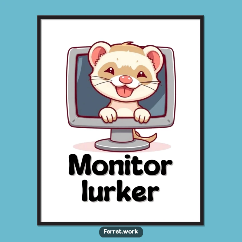 Funny Ferret Tech Grin Poster: Whimsical Wall Art for Computer Nerds