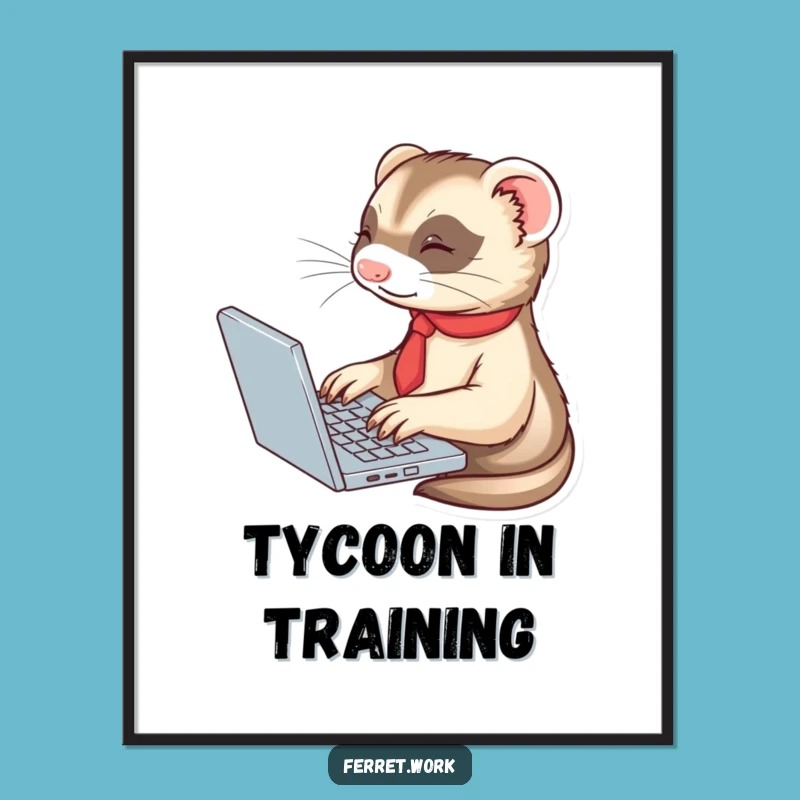Funny Ferret Tie Poster - Business Laptop Typer Art Gift