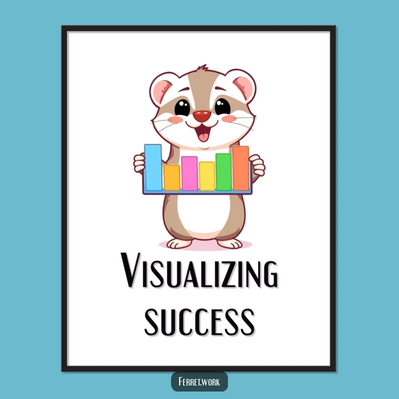 Funny Kawaii Ferret Bar Graph Poster: Enthusiastic Data Art for a Hilarious, Inspiring Space