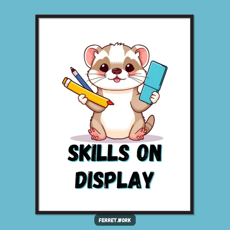 Funny Kawaii Ferret Juggling Supplies Poster - Vibrant & Amusing Wall Art