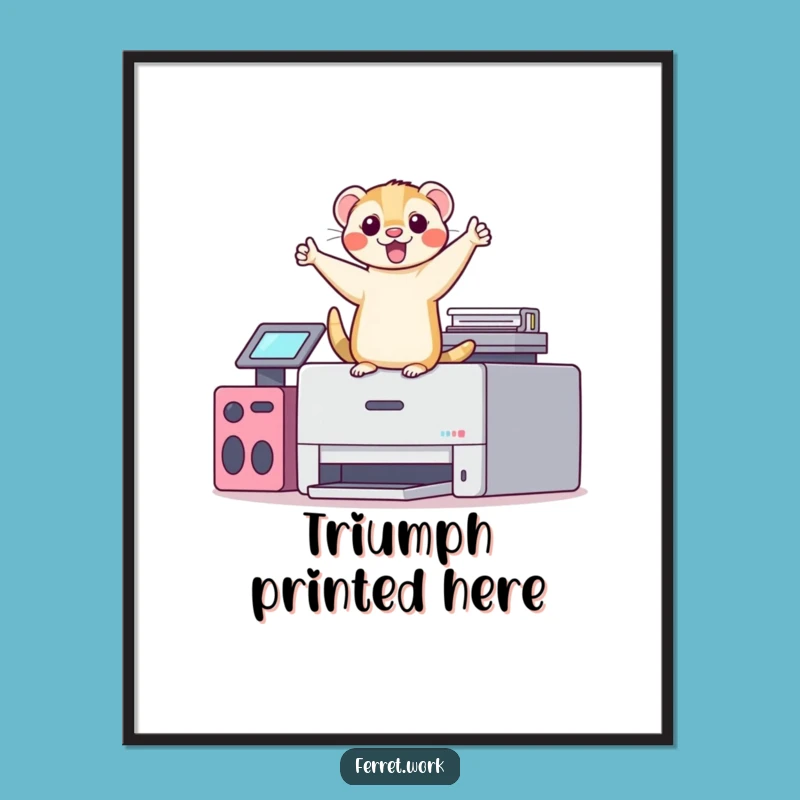 Funny Kawaii Office Ferret Printer Dance Poster, Hilarious Decor