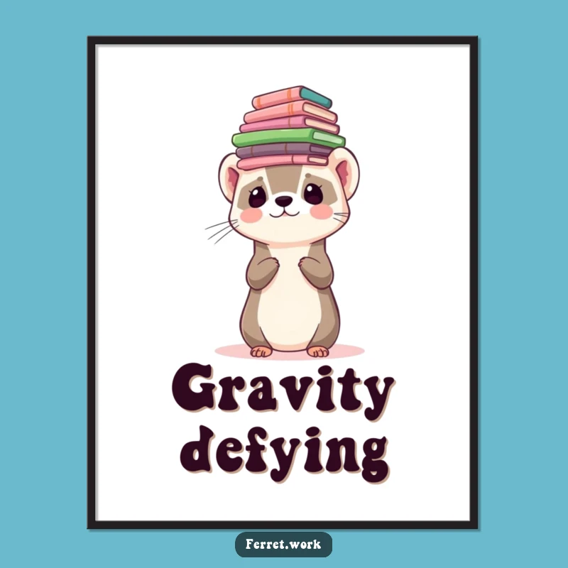 Funny Ferret Forms Balancing Poster: Overwhelmed Art for a Hilarious, Relatable Space