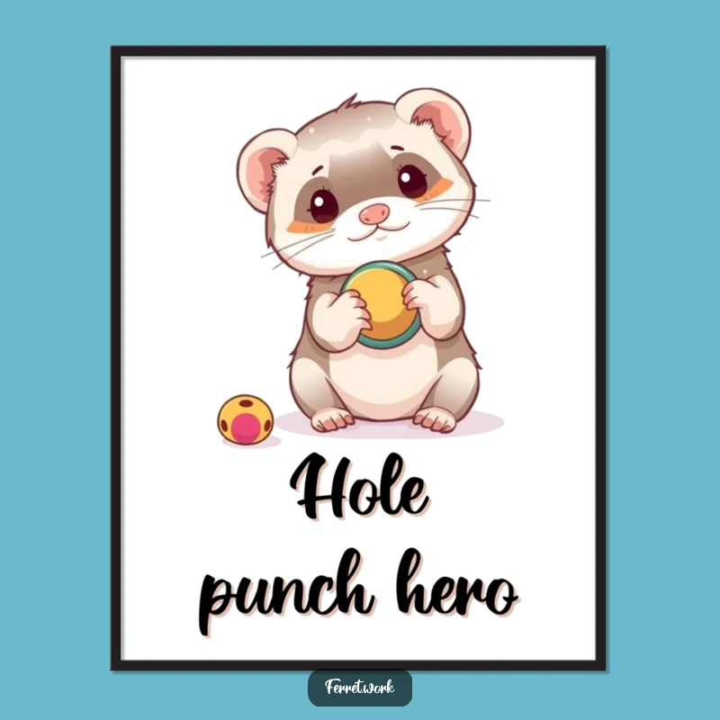Funny Ferret Poster: Hole Punch Toy Art
