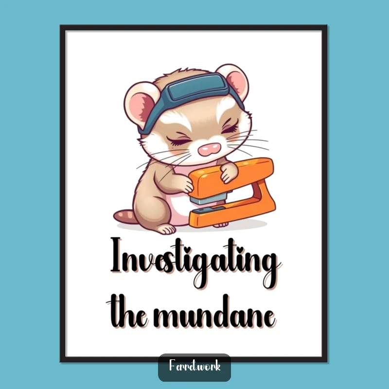 Funny Ferret Headlamp Poster - Curious Stapler Sniffer Art Gift