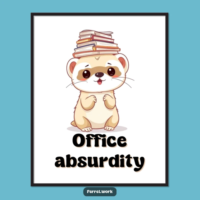 Funny Ferret Paper Stack Poster - Office Chaos Wall Art