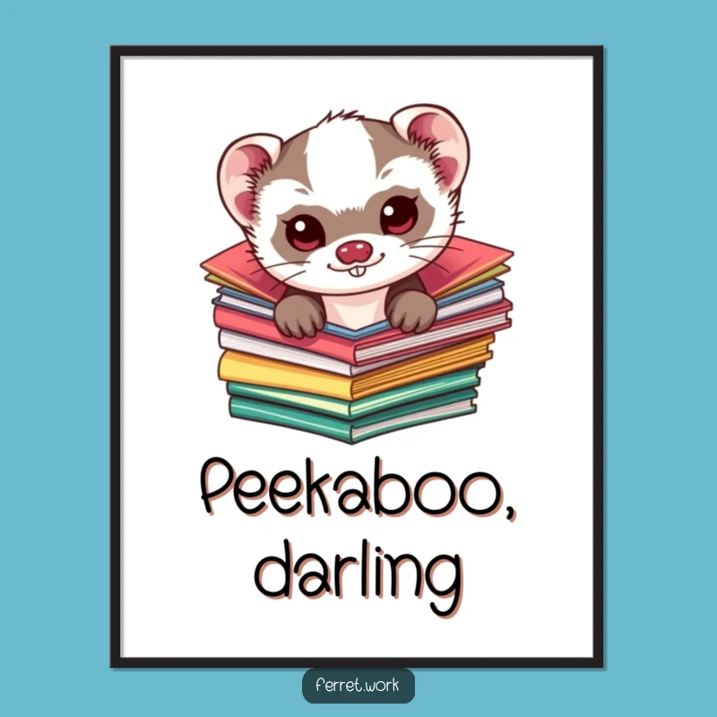 Funny Kawaii Ferret Folder Poster: Cute Wall Art & Humorous Gift