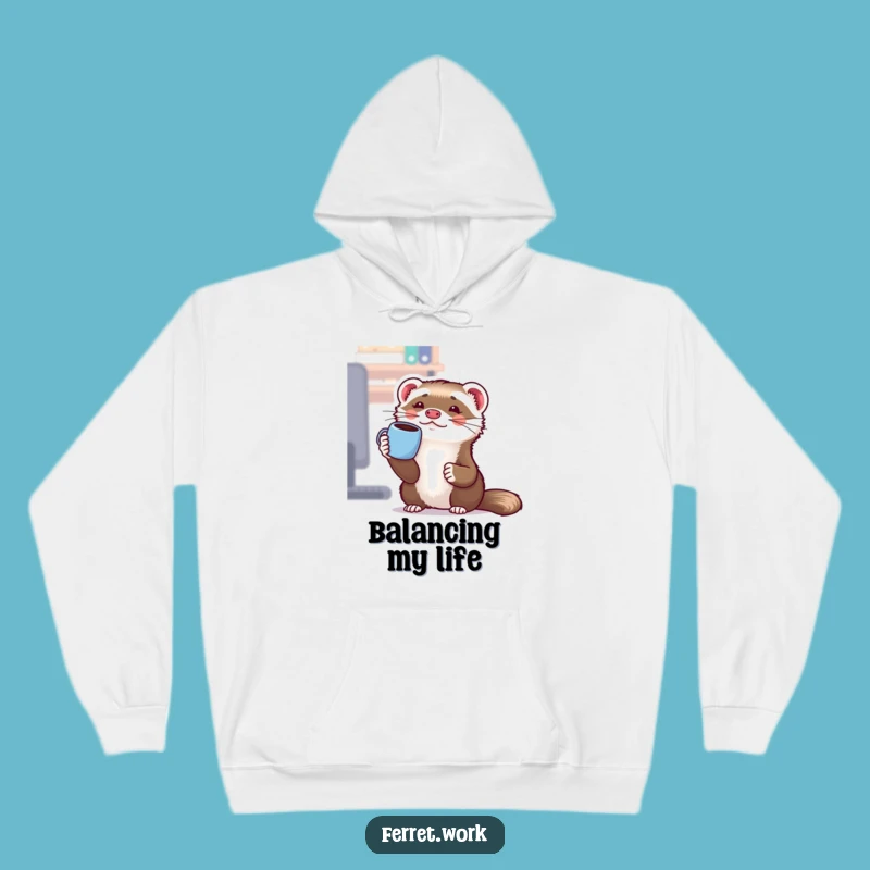 Funny Office Ferret Coffee Mug Hoodie - Cozy Up with Hilarious Workplace Vibes!