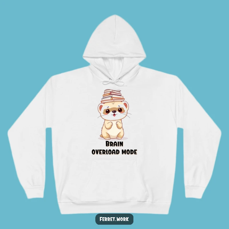 Funny Ferret Paper Stack Hoodie - Cozy Overwhelmed Animal Sweatshirt