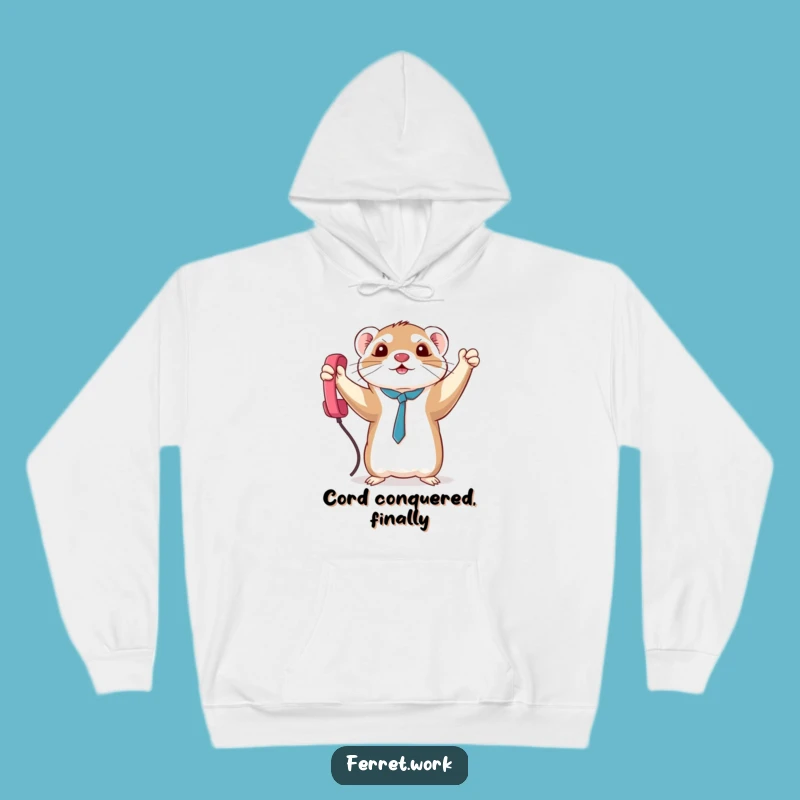 Cozy Funny Triumph Kawaii Ferret Phone Cord Hoodie, Warmth for Your Inner Tech Champ
