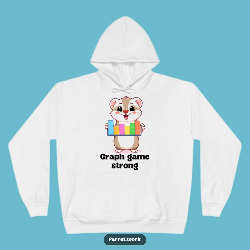 Cozy Funny Kawaii Ferret Bar Graph Hoodie: Enthusiastic Data Presentation for Warmth and Laughs