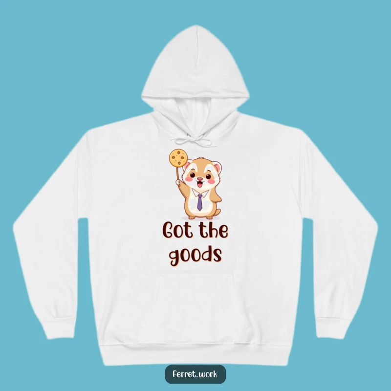 Cozy Funny Kawaii Ferret Cookie Victory Hoodie - Warm Snack Humor Gift