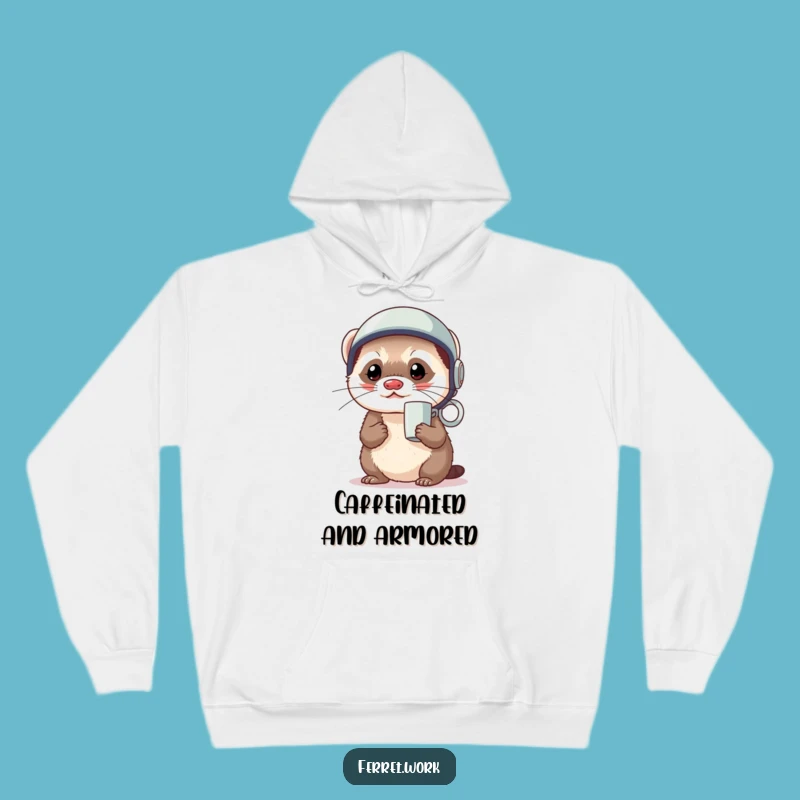 Cozy Funny Kawaii Ferret Helmet Hoodie - Warm Preparedness Humor Gift