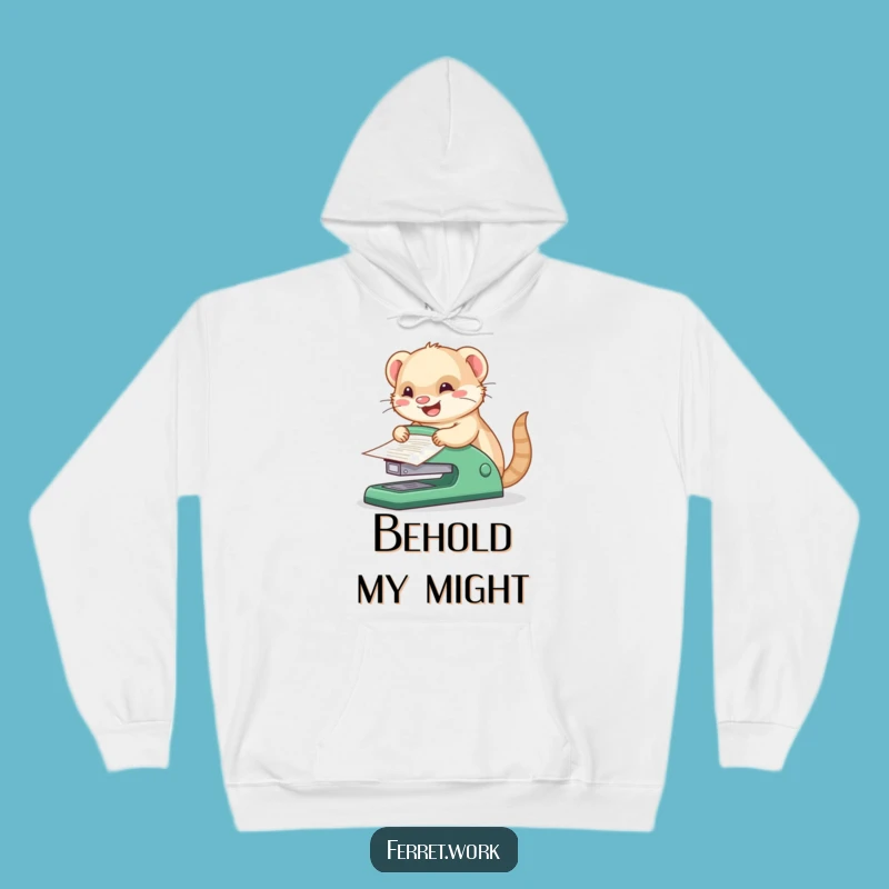 Cozy Funny Kawaii Office Ferret Stapler Hoodie, Warm Humorous Gift